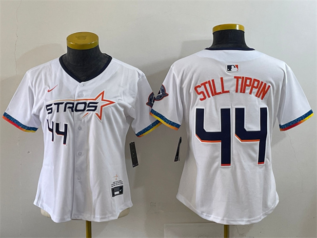 Women's Houston Astros #44 Still Tippin White 2025 City Connect Limited Stitched Baseball Jersey(Run Small)